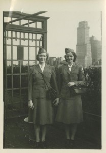 BBSPE alumnae in uniform in New York City, 1943. (L-R) Jean Kempton Davis and Gladys Jones