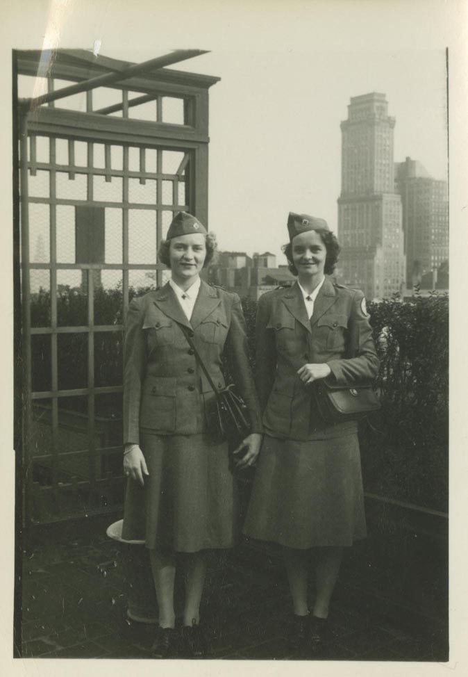 Jean Kempton Davis and Gladys Jones, BBSPE alumnae, in uniform in New York City, 1943