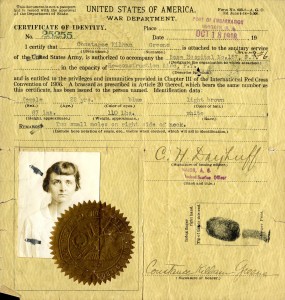 Certificate of identity for Constance Greene, 1918