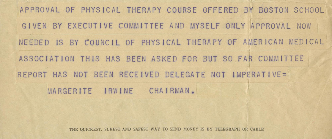 Boston-Bouvé has maintained full accreditation status since 1930 making the physical therapy program one of the three oldest, continuously operating programs in the United States.