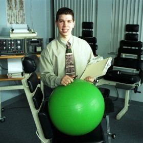 Physical therapy student Americo Rodriguez on co-op at Connecticut Physical Therapy/Sports Medicine, 1995
